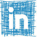 蓝底方形上黑色小写字母“in”，背景有划痕风格纹理，类似社交平台领英（LinkedIn）图标。